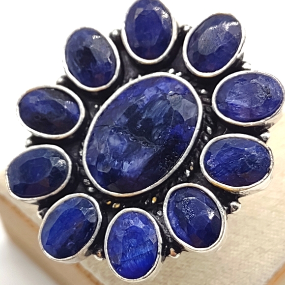 Jewelry - Sterling Silver Faceted Blue Spinel Multi Stone Statement Ring